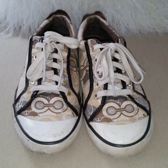 Coach Barrett Poppy Pop C khaki brown wi/multi silver sneakers - Picture 4 of 9